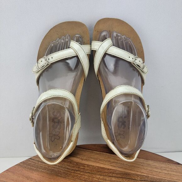 SAS Womens Size 7 White Leather Slingback Buckle Adjustment Sandals - Picture 5 of 7